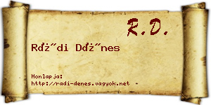 Rádi Dénes névjegykártya