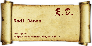 Rádi Dénes névjegykártya